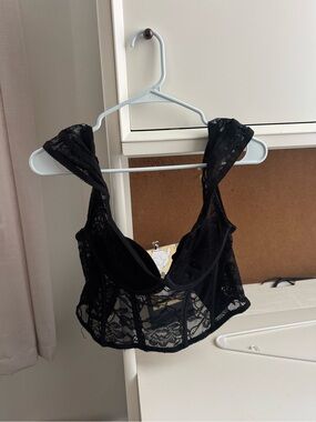 Black Lace Longline Bralette - Women's Intimates